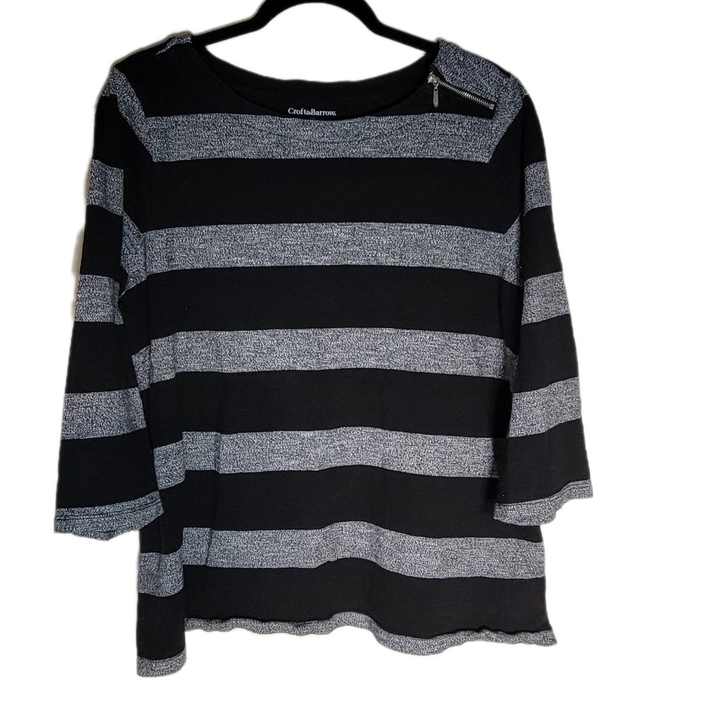 Croft & Barrow Striped with Shoulder Zipper Size 1X